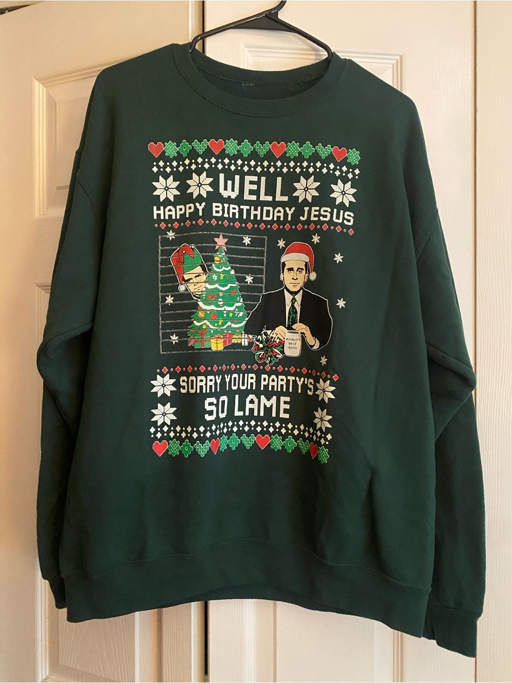 The Office Holiday Crewneck Sweatshirt- "Happy Birthday Jesus” size large